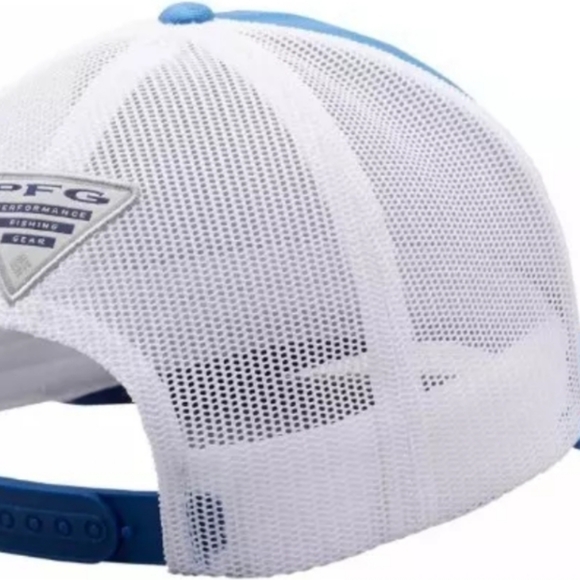 Ships Today! Columbia Men's PFG Fish Flag Snapback Hat - Gray/White/Blue Cap - Picture 2 of 2